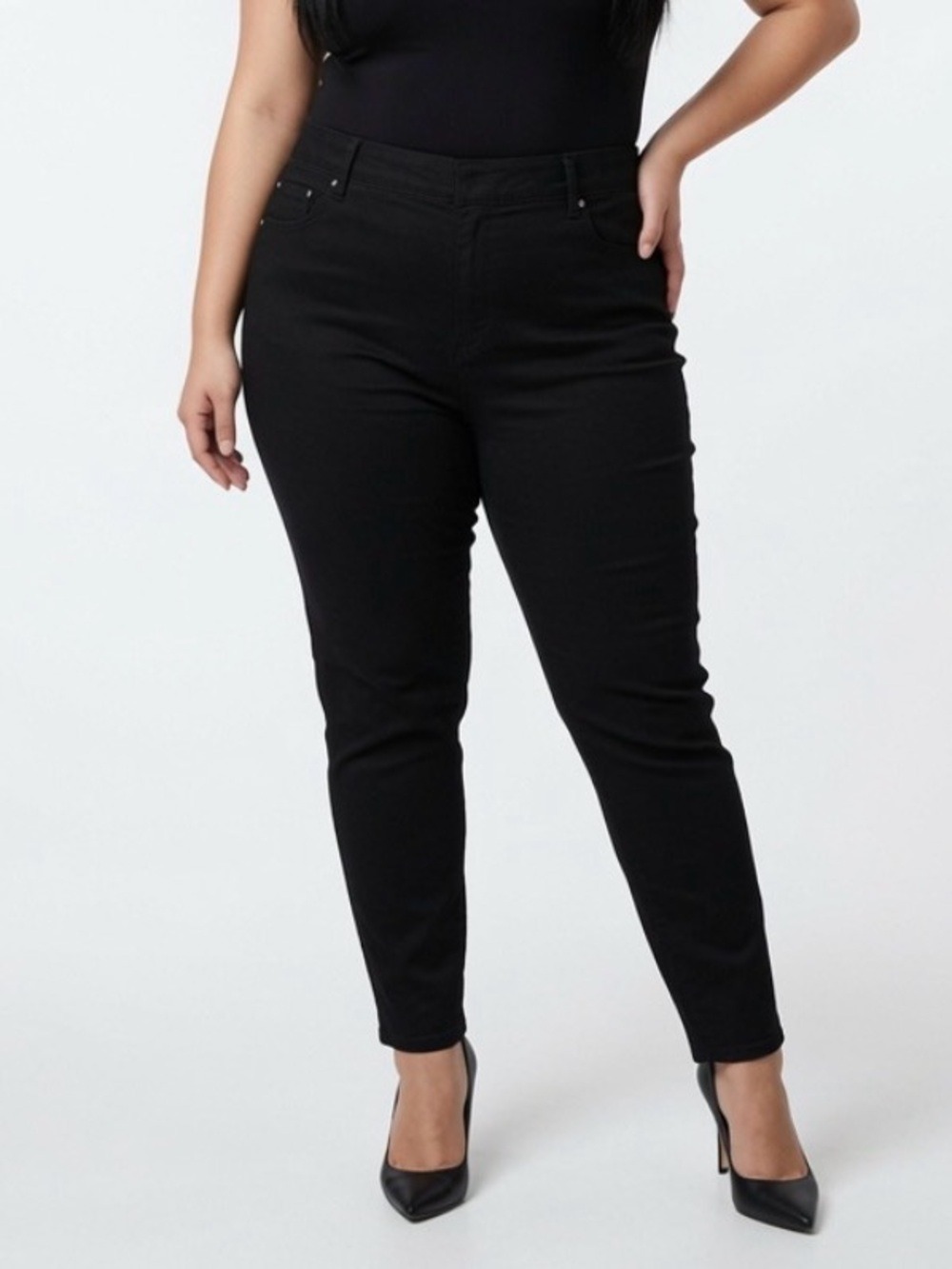 Papaya Curve Plus Size 20 Black Stretch Jeggings Pull-On Slim Leg Pants